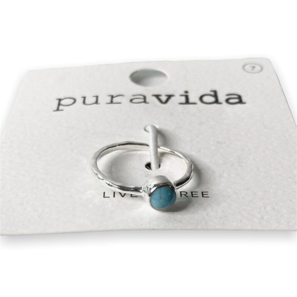 Pura Vida Ring 925 Silver Turquoise Boho Ring Sz 7